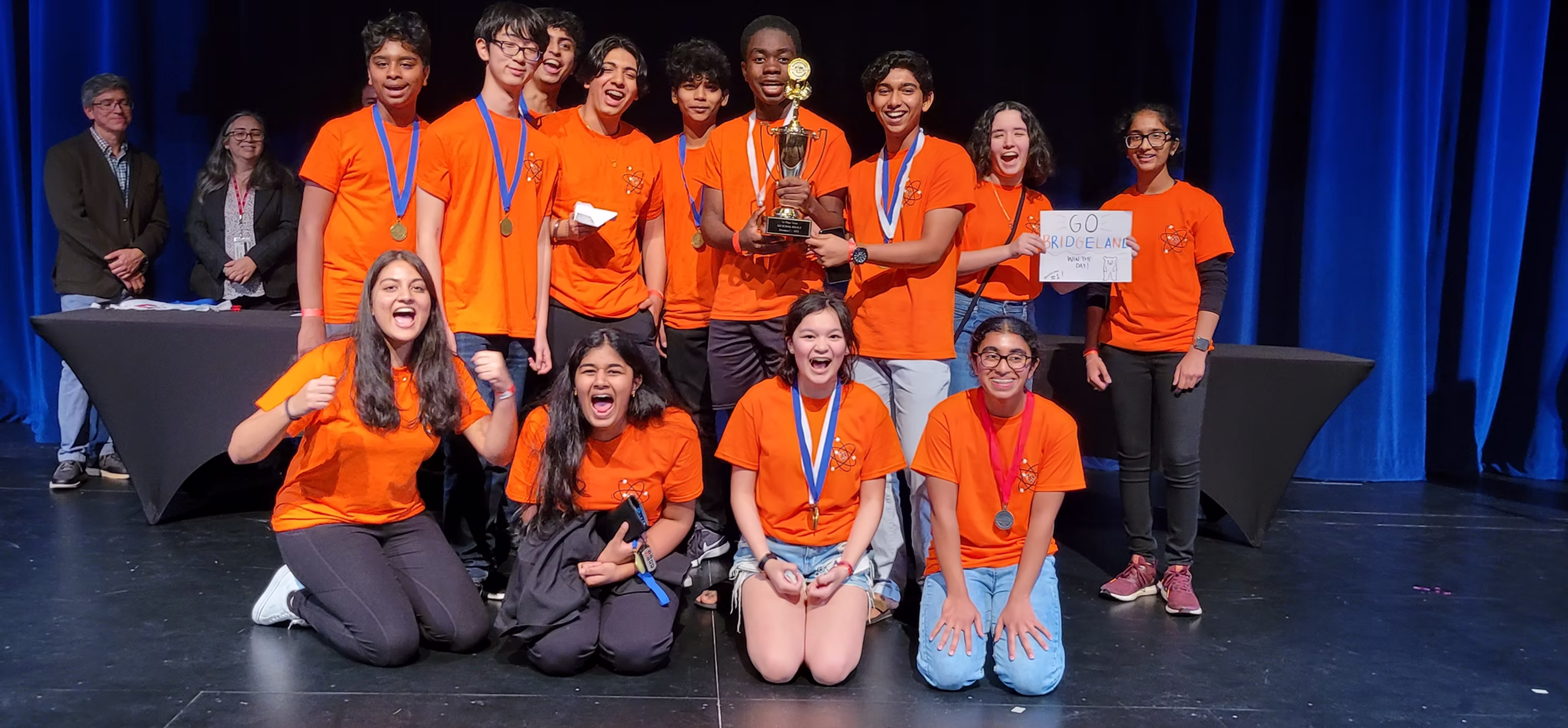 Bridgeland Science Olympiad team celebrating a tournament win